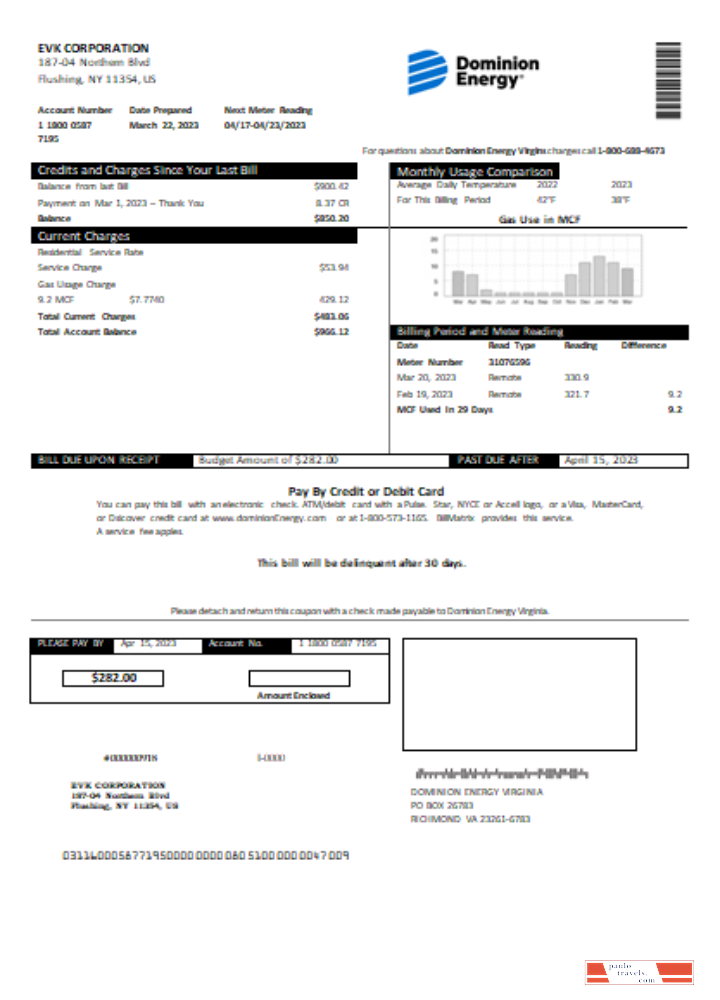 Dominion Energy utility business bill SCR PSD template